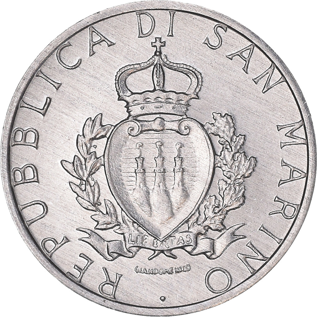 Coin, San Marino, Lira, 1987, Rome, MS(65-70), Aluminum, KM:201
