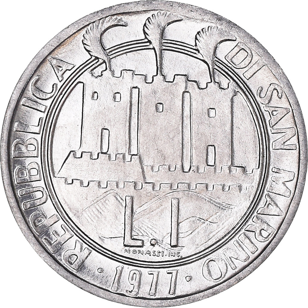 Moneda, San Marino, Lira, 1977, FDC, Aluminio, KM:63