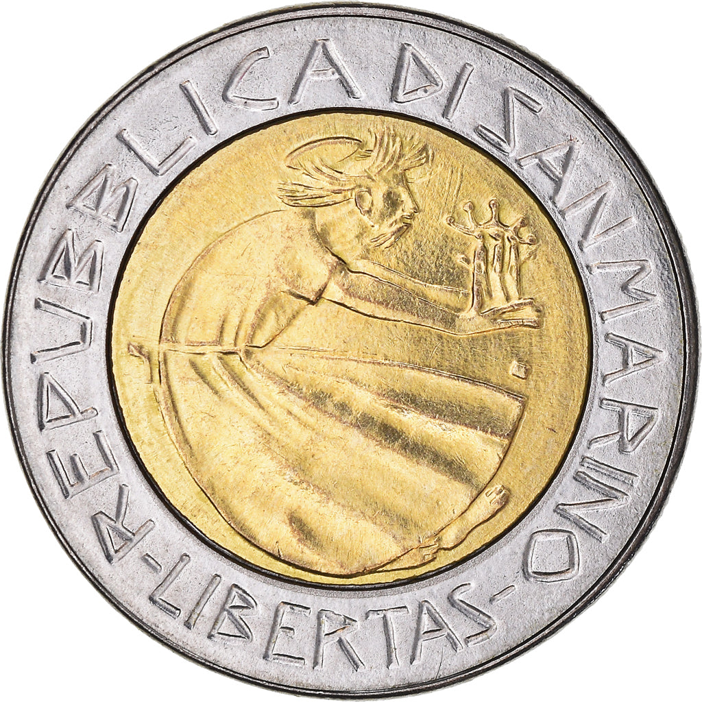 Moeda, San Marino, 500 Lire, 1985, MS(63), Bimetálico, KM:181
