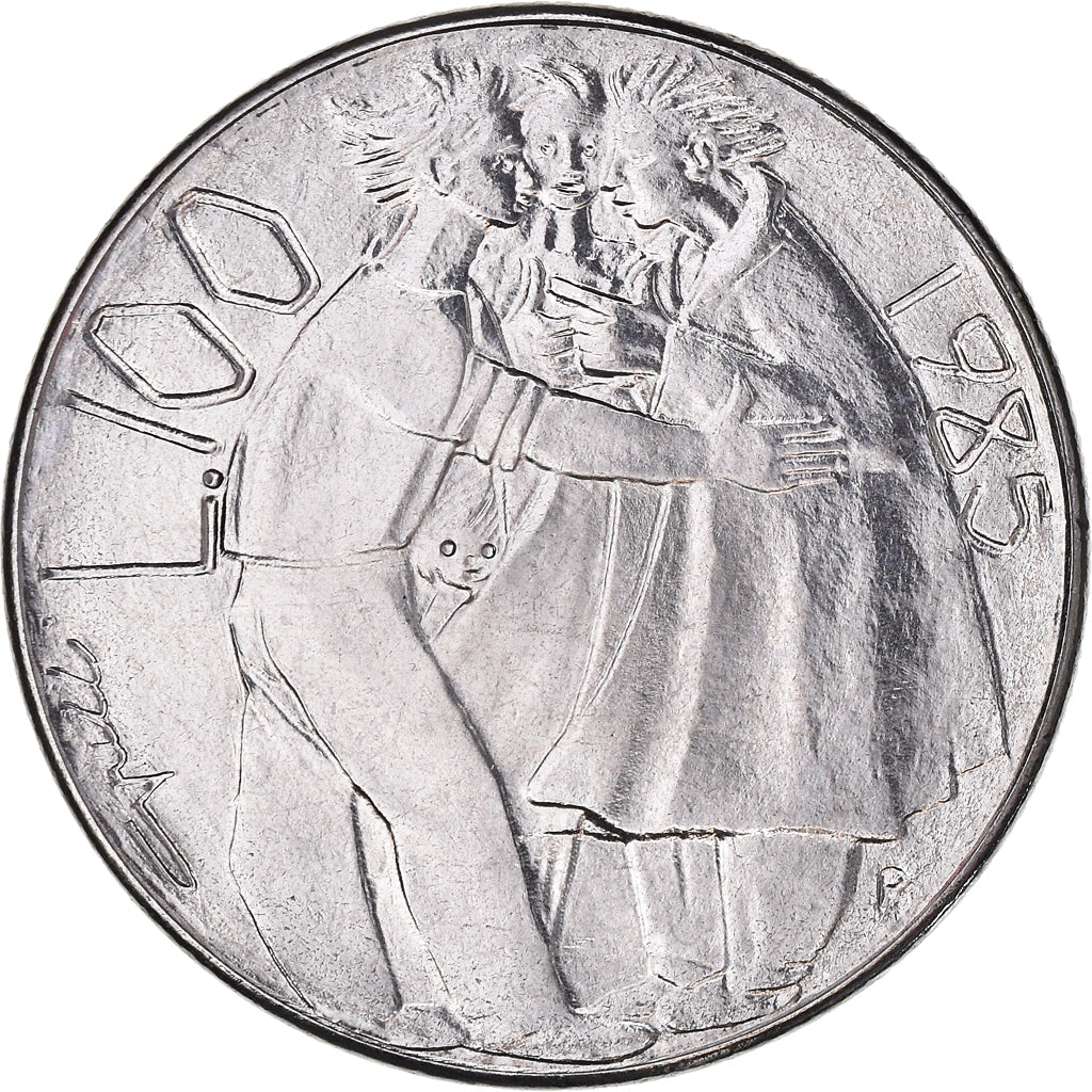 Moeda, San Marino, 100 Lire, 1985, Rome, MS(65-70), Aço, KM:179