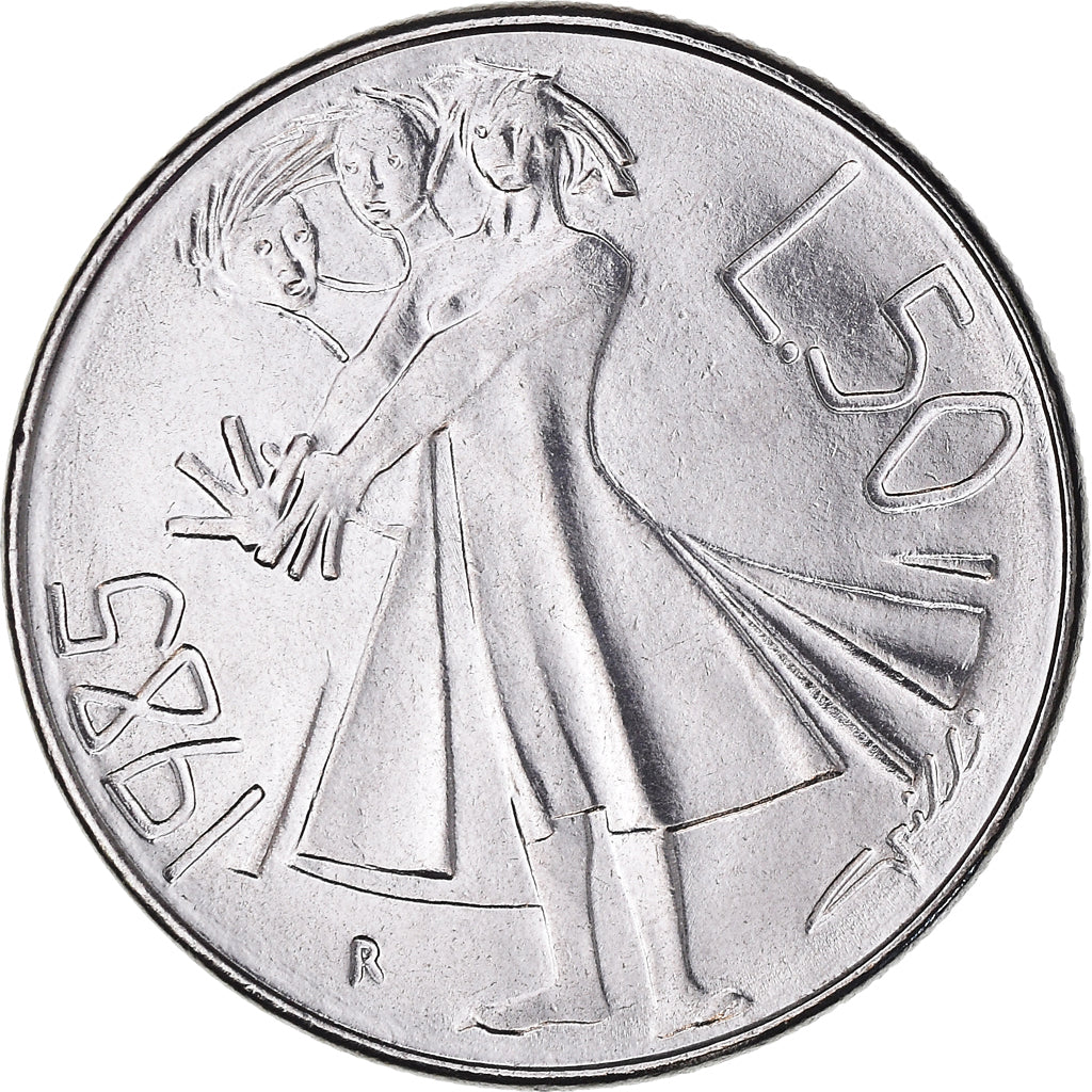 Moneda, San Marino, 50 Lire, 1985, Rome, SC, Acero, KM:178