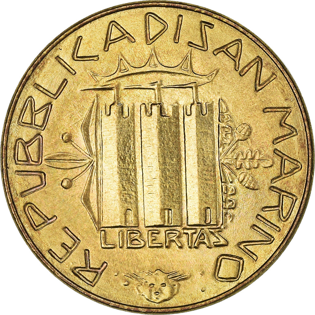 Coin, San Marino, 20 Lire, 1985, Rome, MS(63), Aluminum-Bronze, KM:177