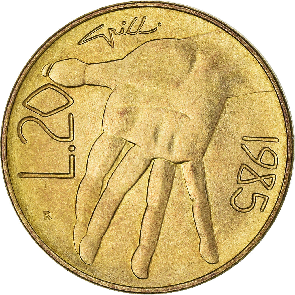 Coin, San Marino, 20 Lire, 1985, Rome, MS(63), Aluminum-Bronze, KM:177