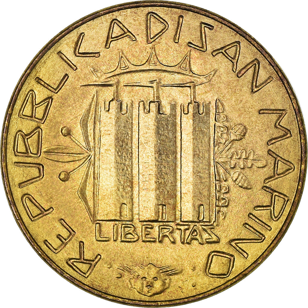 Coin, San Marino, 20 Lire, 1985, Rome, MS(63), Aluminum-Bronze, KM:177