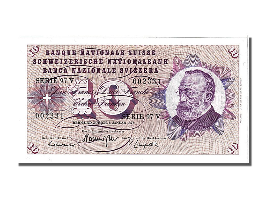 Banknote, Switzerland, 10 Franken, 1977, 1977-01-06, UNC(65-70)