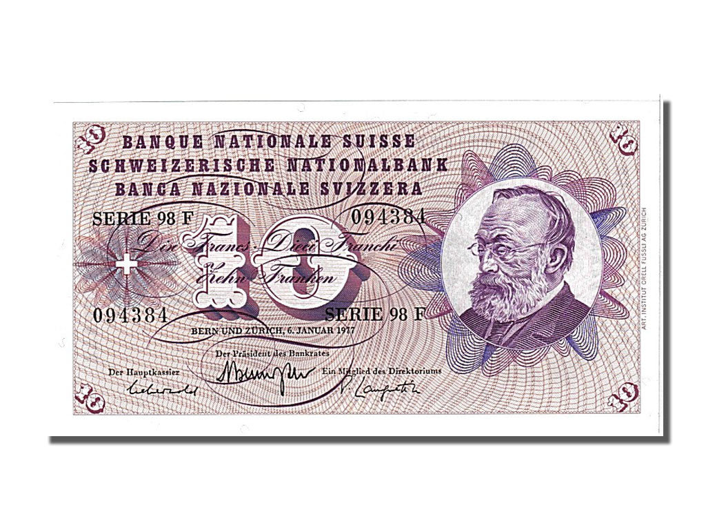 Banknote, Switzerland, 10 Franken, 1977, 1977-01-26, UNC(65-70)