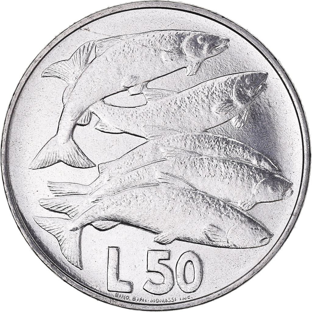 Moneda, San Marino, 50 Lire, 1975, Rome, SC, Acero, KM:45