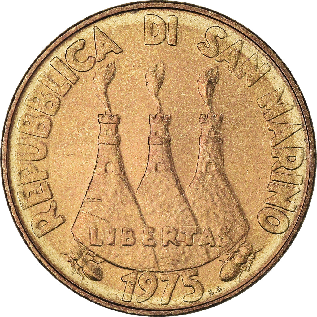 Moneda, San Marino, 20 Lire, 1975, Rome, SC, Aluminio - bronce, KM:44
