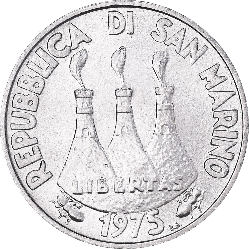 Monnaie, Saint Marin , 5 Lire, 1975, Rome, FDC, Aluminium, KM:42