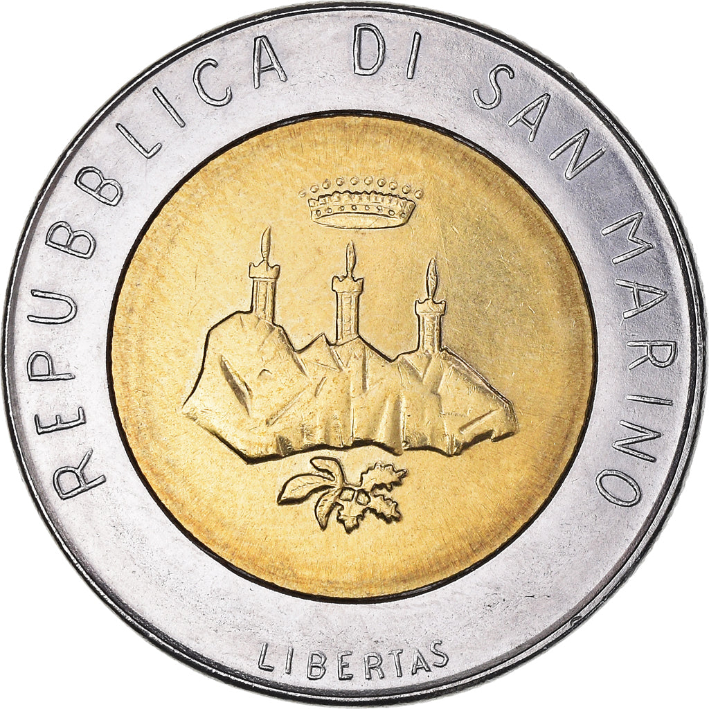 Moeda, San Marino, 500 Lire, 1986, Rome, MS(63), Bimetálico, KM:195