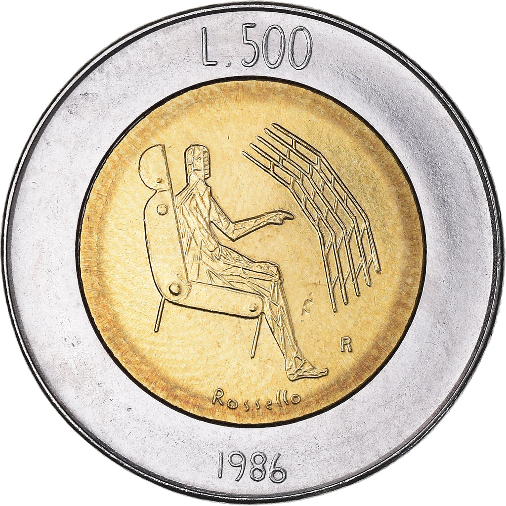 Moeda, San Marino, 500 Lire, 1986, Rome, MS(63), Bimetálico, KM:195