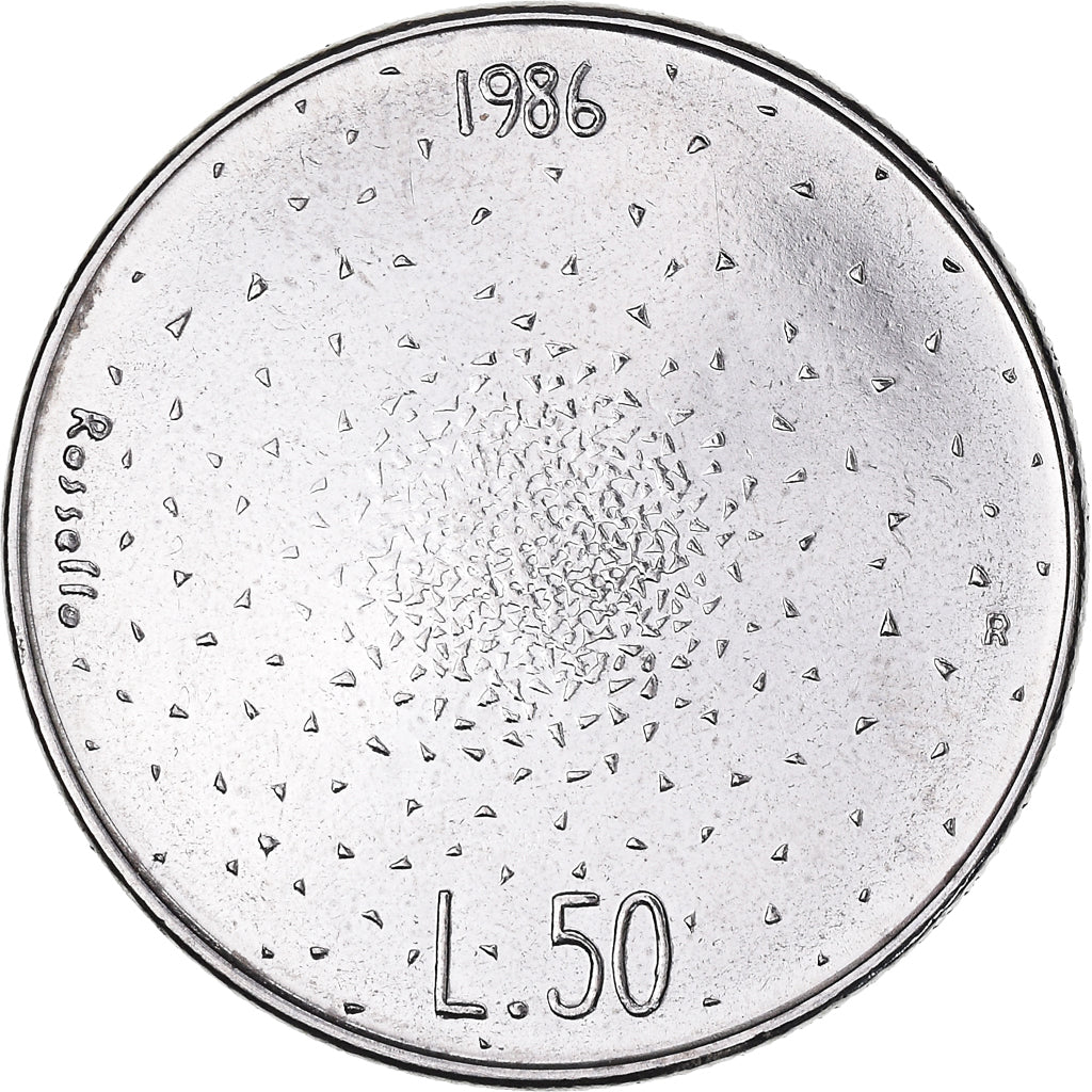 Munten, San Marino, 50 Lire, 1986, Rome, UNC-, Staal, KM:192