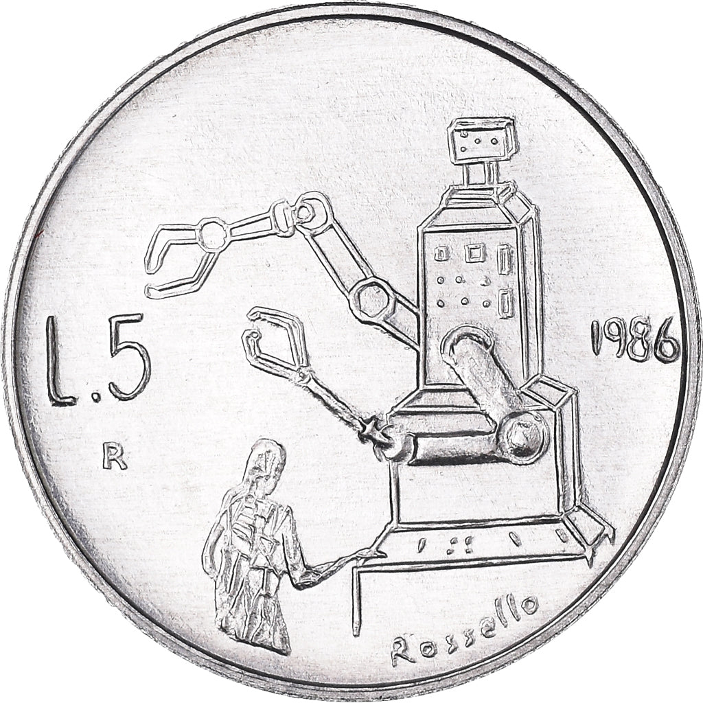 Moneta, San Marino, 5 Lire, 1986, Rome, FDC, Alluminio, KM:189