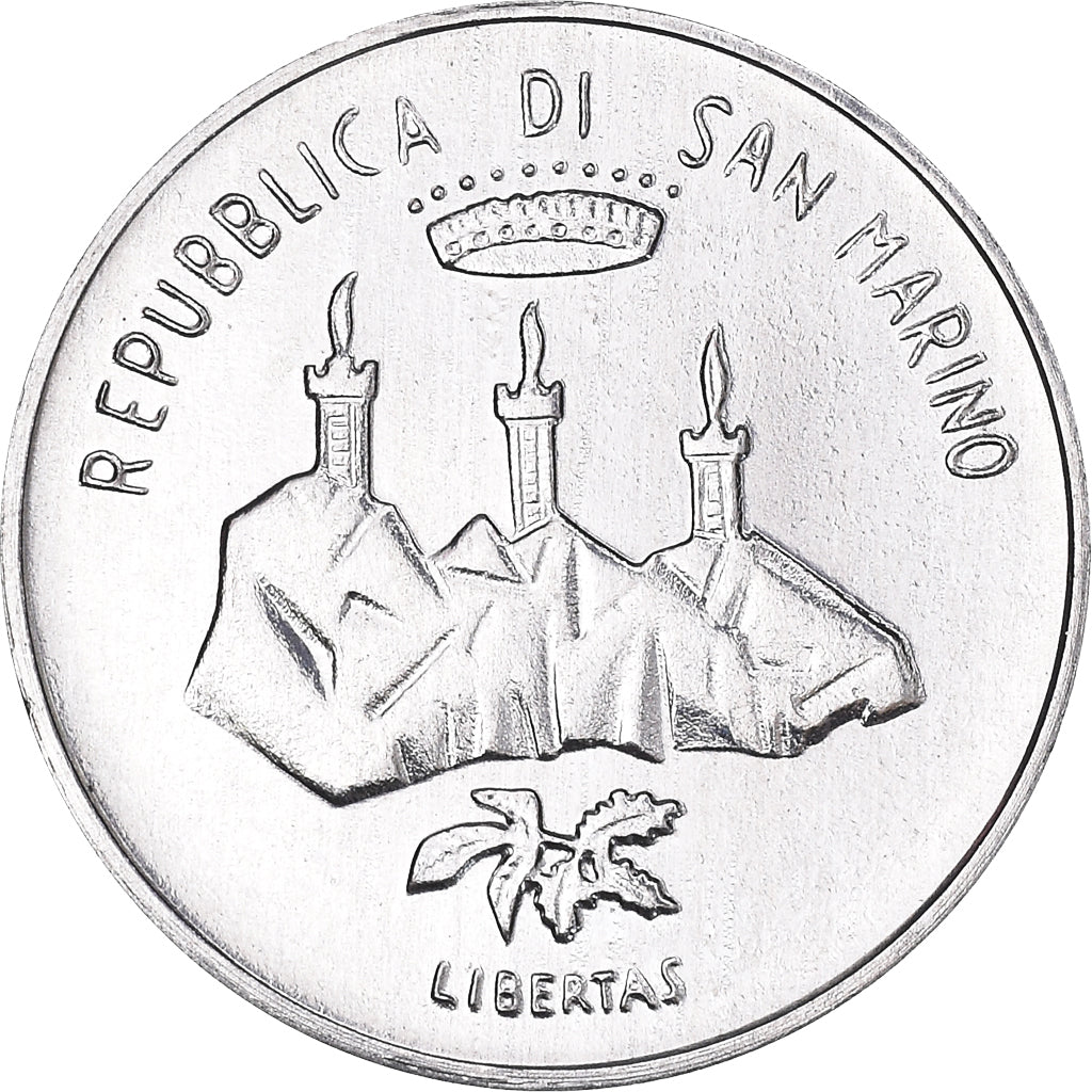 Coin, San Marino, 5 Lire, 1986, Rome, MS(63), Aluminum, KM:189