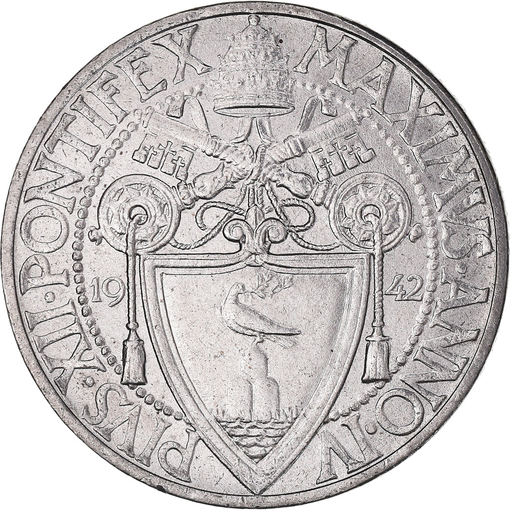 Moneta, CITTÀ DEL VATICANO, Pius XII, 2 Lire, 1942, SPL, Acciaio inossidabile