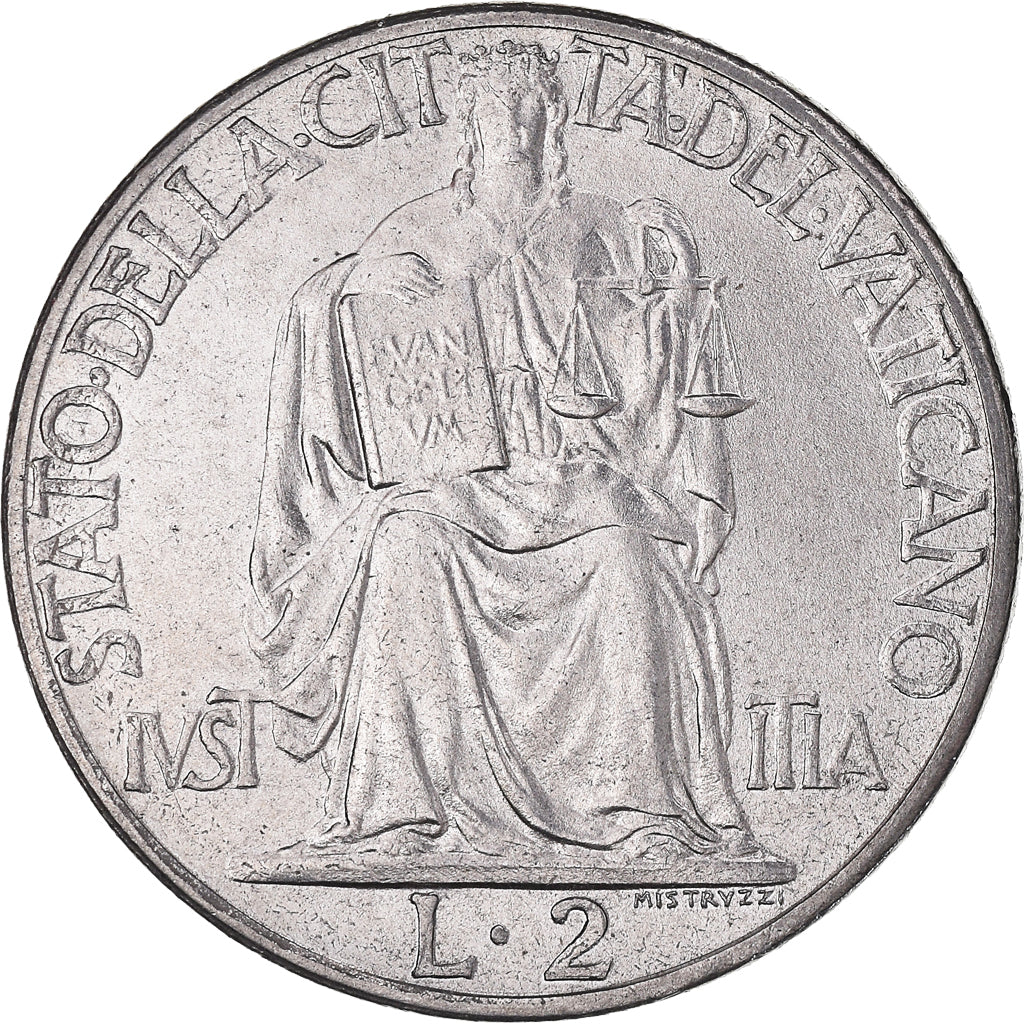 Moneta, CITTÀ DEL VATICANO, Pius XII, 2 Lire, 1942, SPL, Acciaio inossidabile