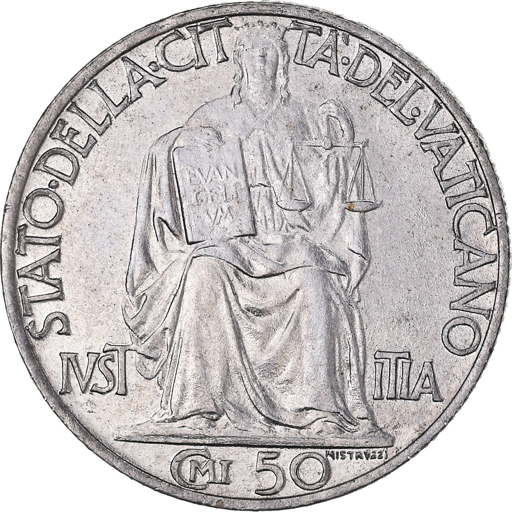 Münze, Vatikanstadt, Pius XII, 50 Centesimi, 1942, Roma, VZ+, Stainless Steel