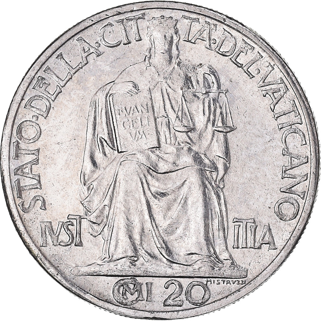 Moneta, CITTÀ DEL VATICANO, Pius XII, 20 Centesimi, 1942, Roma, SPL, Acciaio