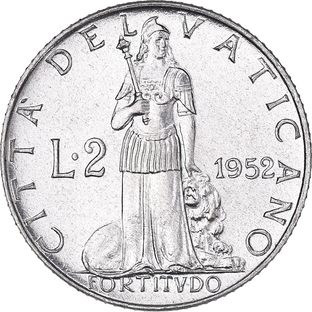 Coin, VATICAN CITY, Pius XII, 2 Lire, 1952, MS(65-70), Aluminum, KM:50