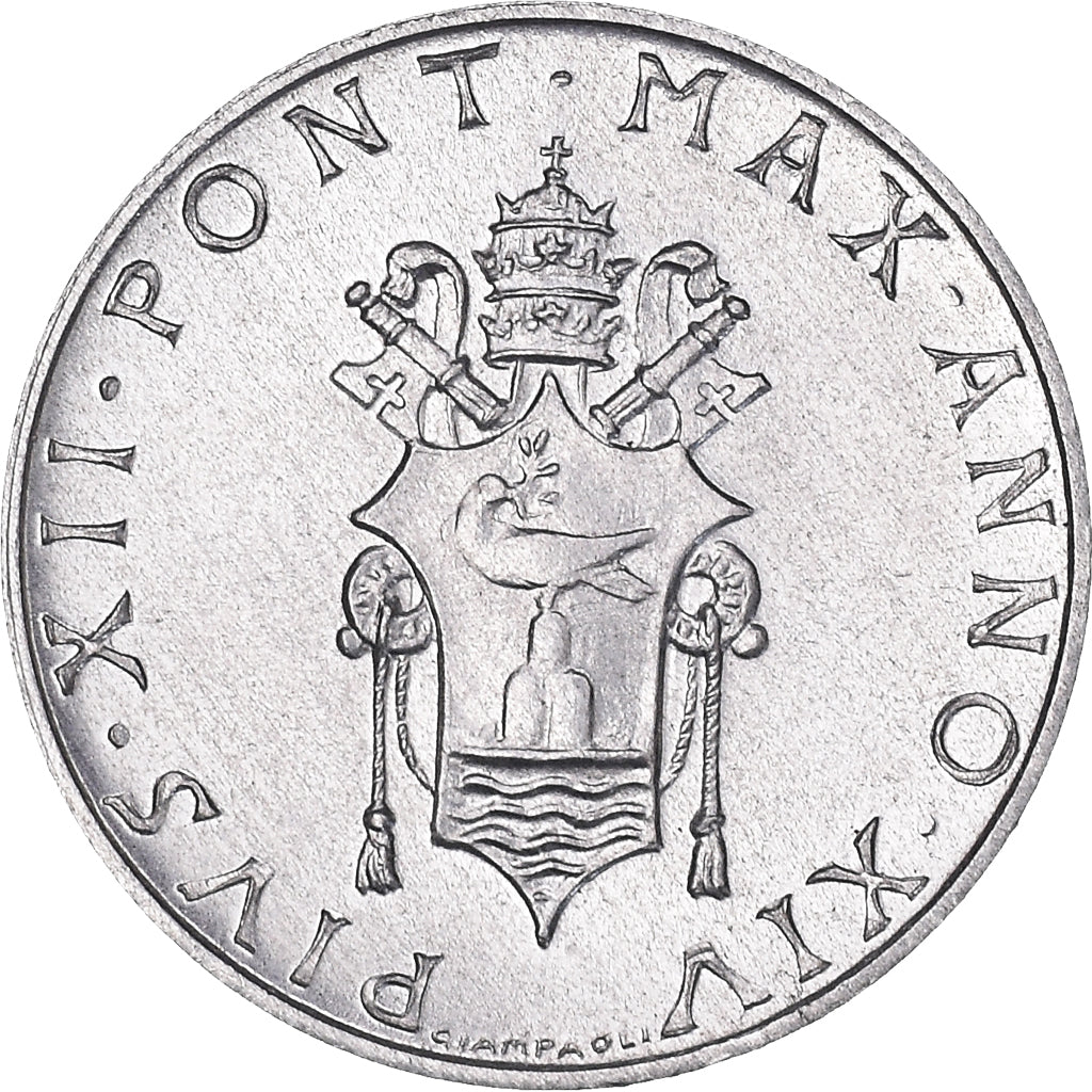 Coin, VATICAN CITY, Pius XII, Lira, 1952, MS(65-70), Aluminum, KM:49.1