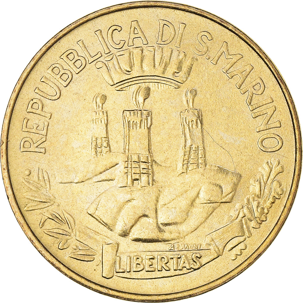Moneda, San Marino, 20 Lire, 1982, Rome, MBC+, Aluminio - bronce, KM:135