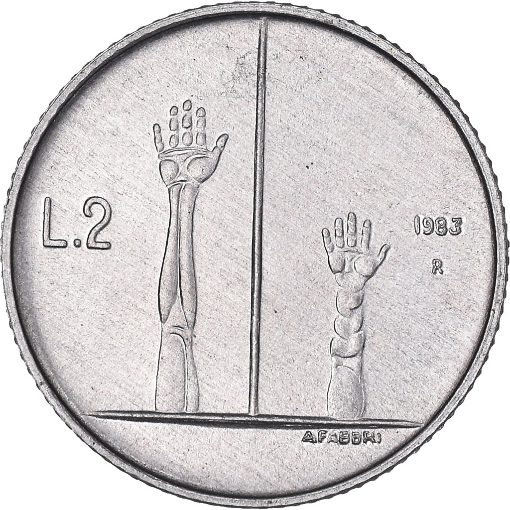 Moneda, San Marino, 2 Lire, 1983, Rome, FDC, Aluminio, KM:146