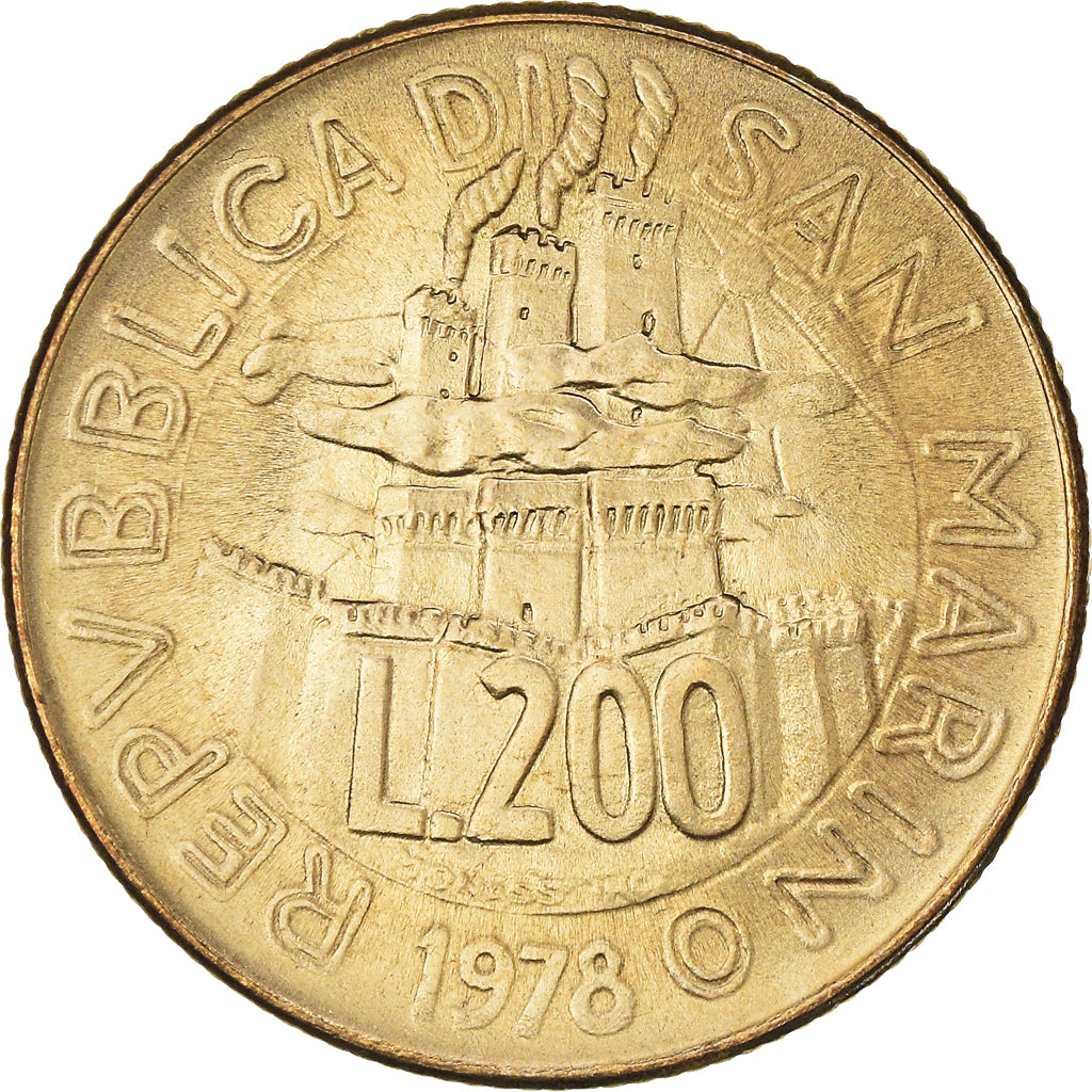 Münze, San Marino, 200 Lire, 1978, Rome, STGL, Aluminum-Bronze, KM:83