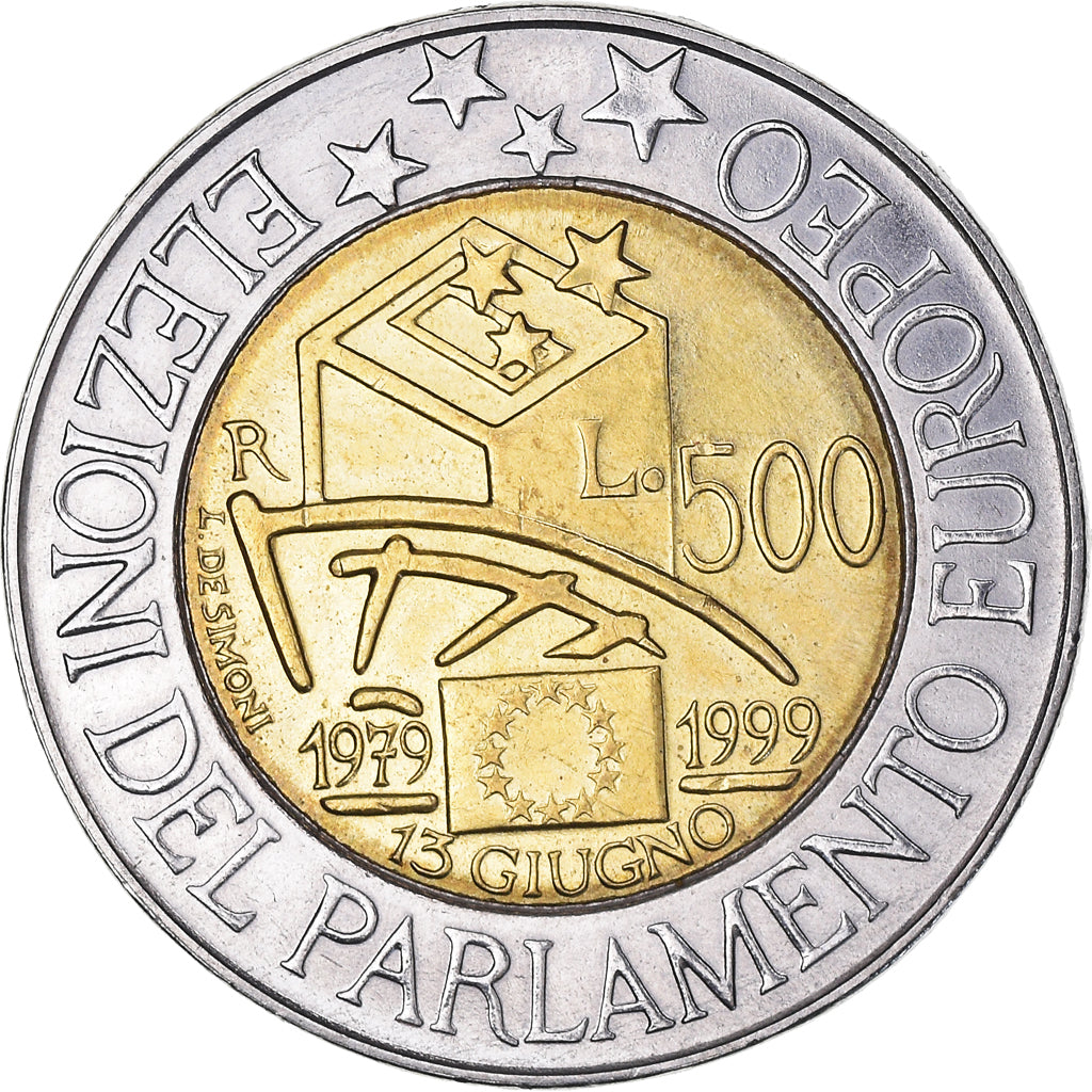 Coin, Italy, 500 Lire, 1999, Rome, MS(63), Bi-Metallic, KM:203