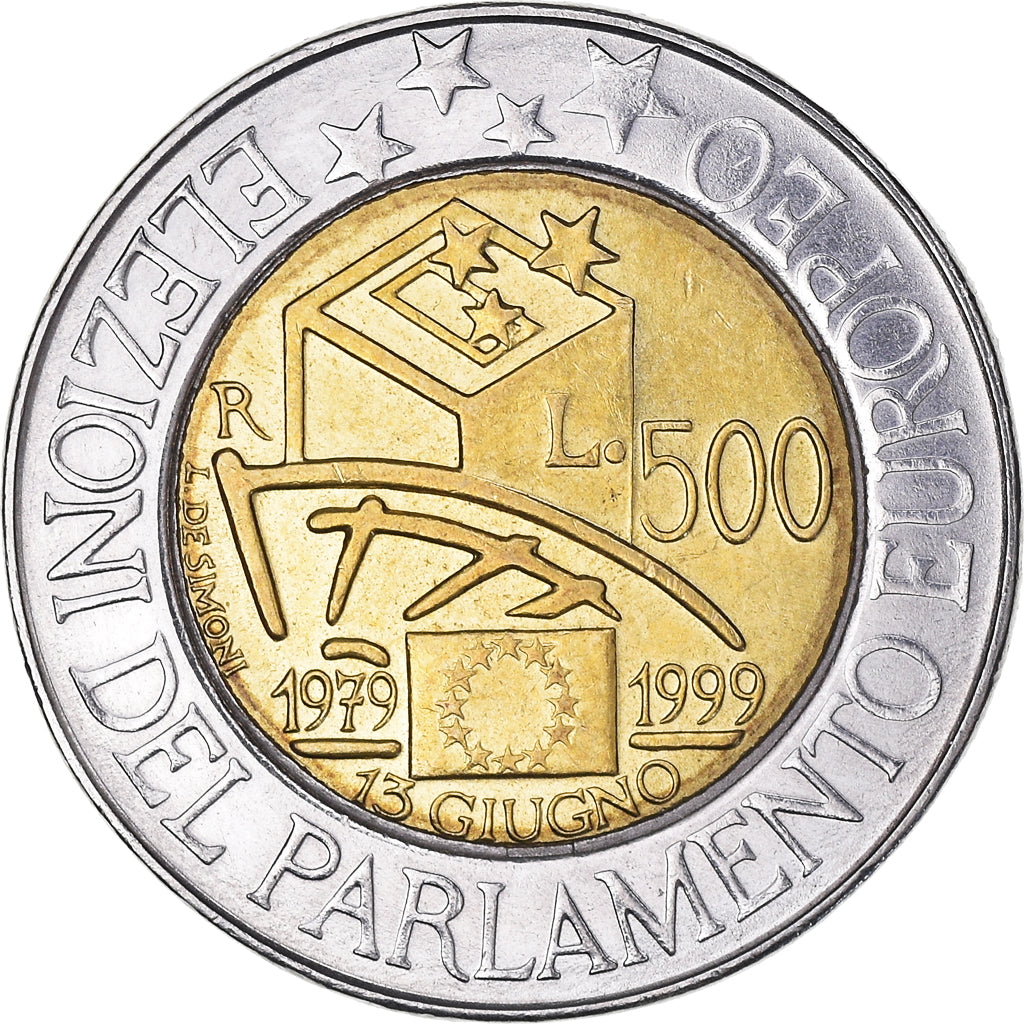 Coin, Italy, 500 Lire, 1999, Rome, MS(60-62), Bi-Metallic, KM:203