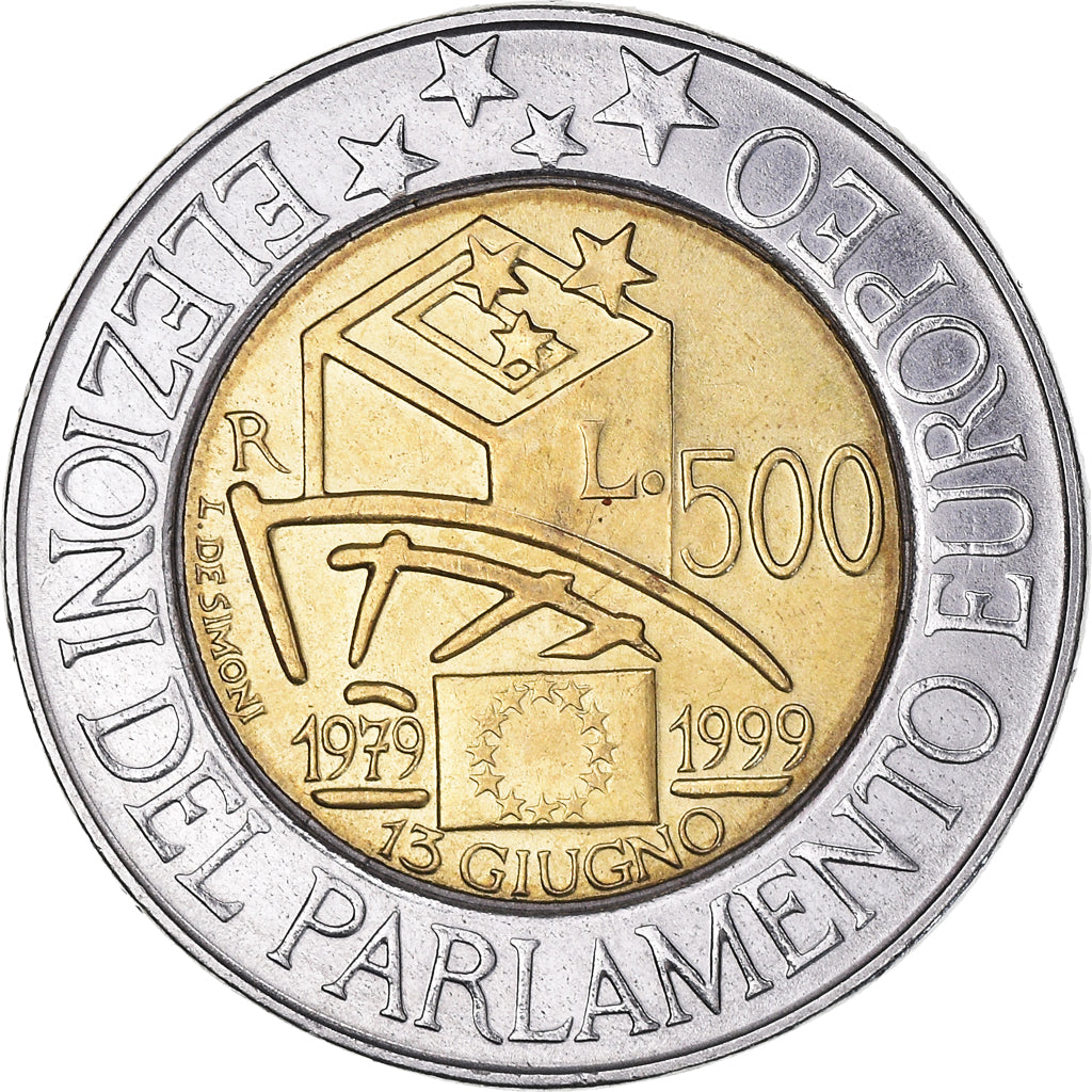 Moneta, Włochy, 500 Lire, 1999, Rome, AU(55-58), Bimetaliczny, KM:203