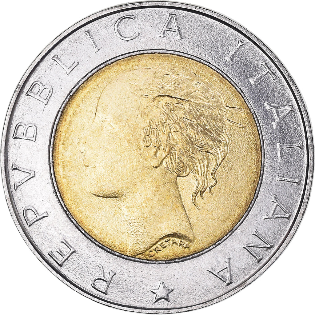 Coin, Italy, 500 Lire, 1997, Rome, AU(50-53), Bi-Metallic, KM:187