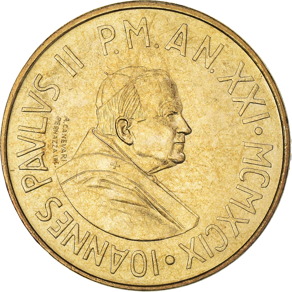 Coin, VATICAN CITY, John Paul II, 20 Lire, 1999, Rome, AU(50-53)