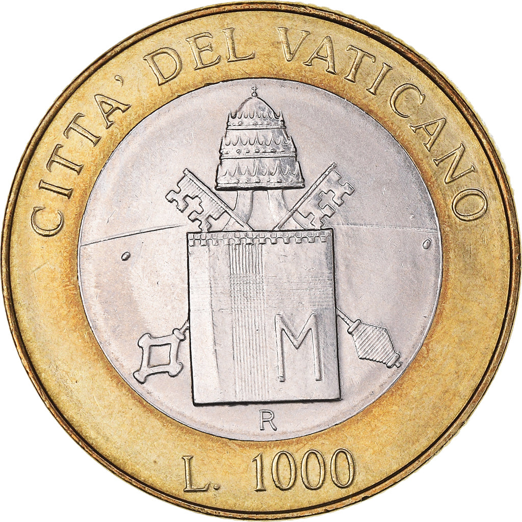 Coin, VATICAN CITY, John Paul II, 1000 Lire, 2000, Rome, MS(65-70), Bi-Metallic