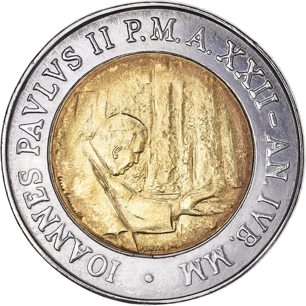 Coin, VATICAN CITY, John Paul II, 500 Lire, 2000, Rome, MS(63), Bi-Metallic