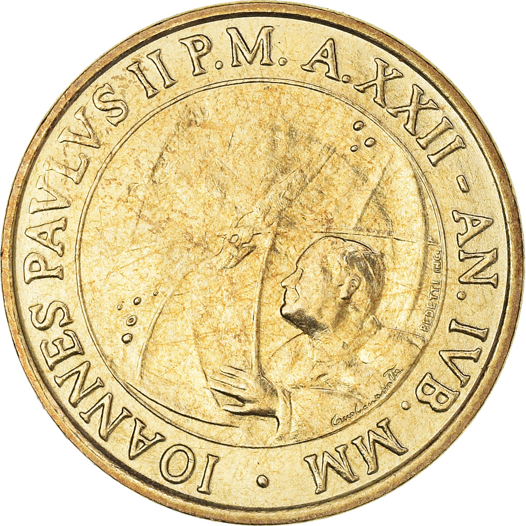 Coin, VATICAN CITY, John Paul II, 20 Lire, 2000, Rome, MS(63), Brass, KM:324
