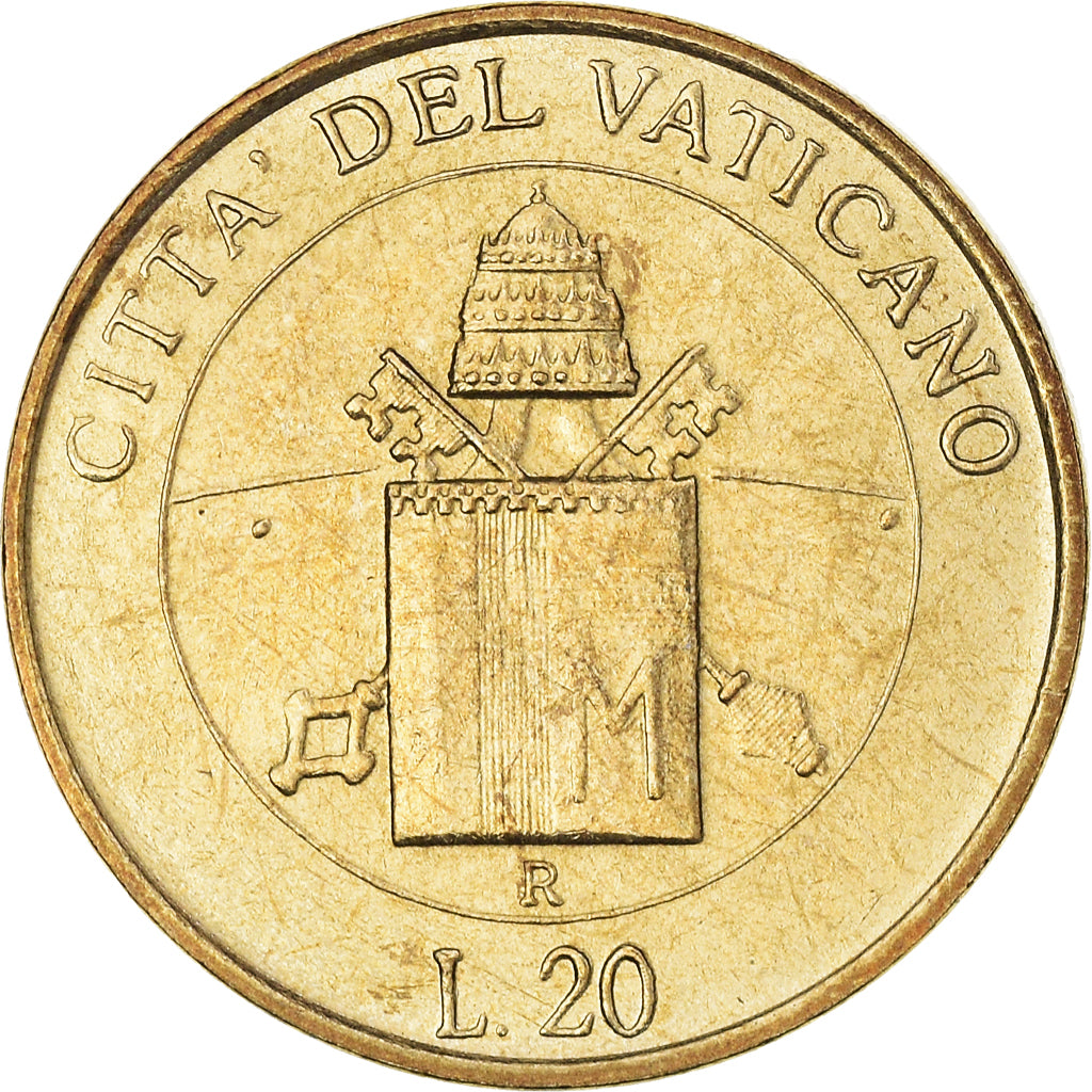 Coin, VATICAN CITY, John Paul II, 20 Lire, 2000, Rome, MS(63), Brass, KM:324