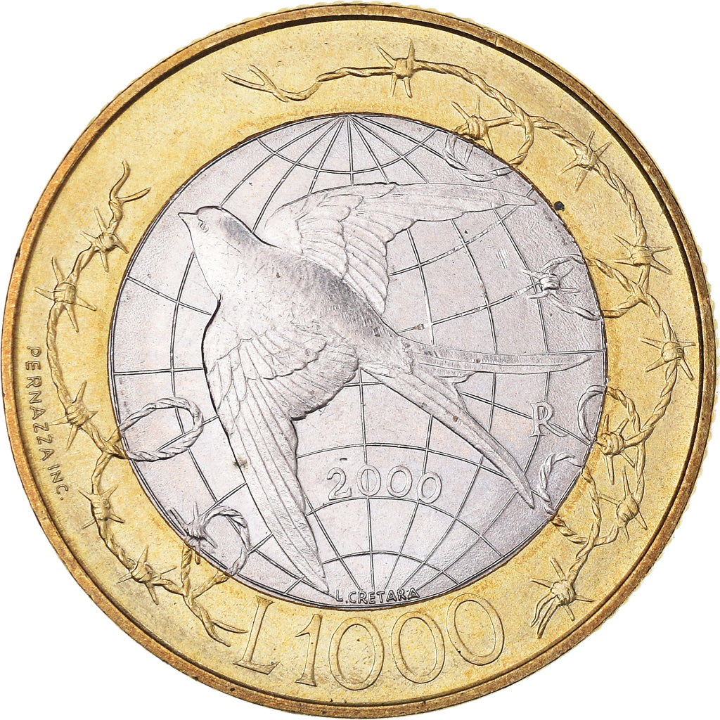 Coin, San Marino, 1000 Lire, 2000, Rome, AU(50-53), Bi-Metallic, KM:405
