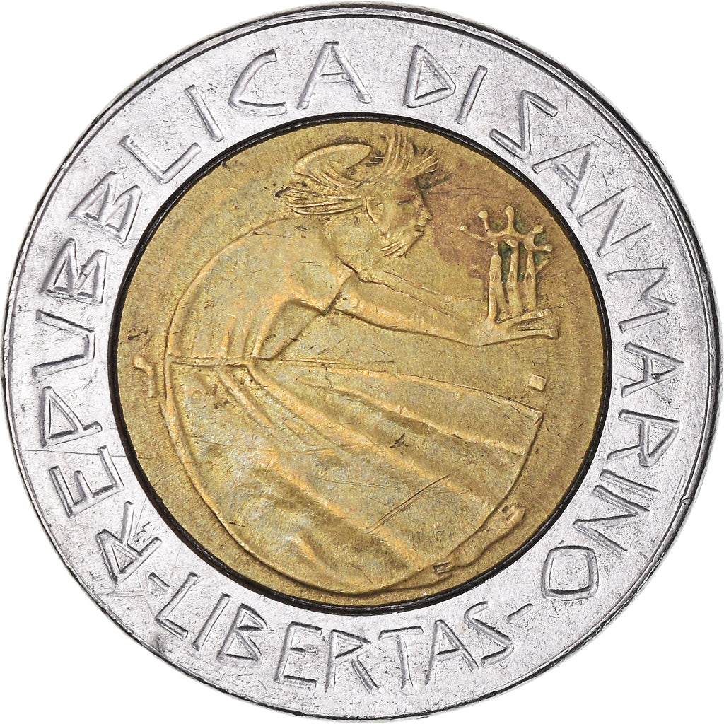 Moeda, San Marino, 500 Lire, 1985, VF(30-35), Bimetálico, KM:181