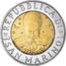 Moneda, San Marino, 500 Lire, 1998, Rome, EBC, Bimetálico, KM:383
