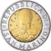 Moneta, San Marino, 500 Lire, 1998, Rome, AU(55-58), Bimetaliczny, KM:383