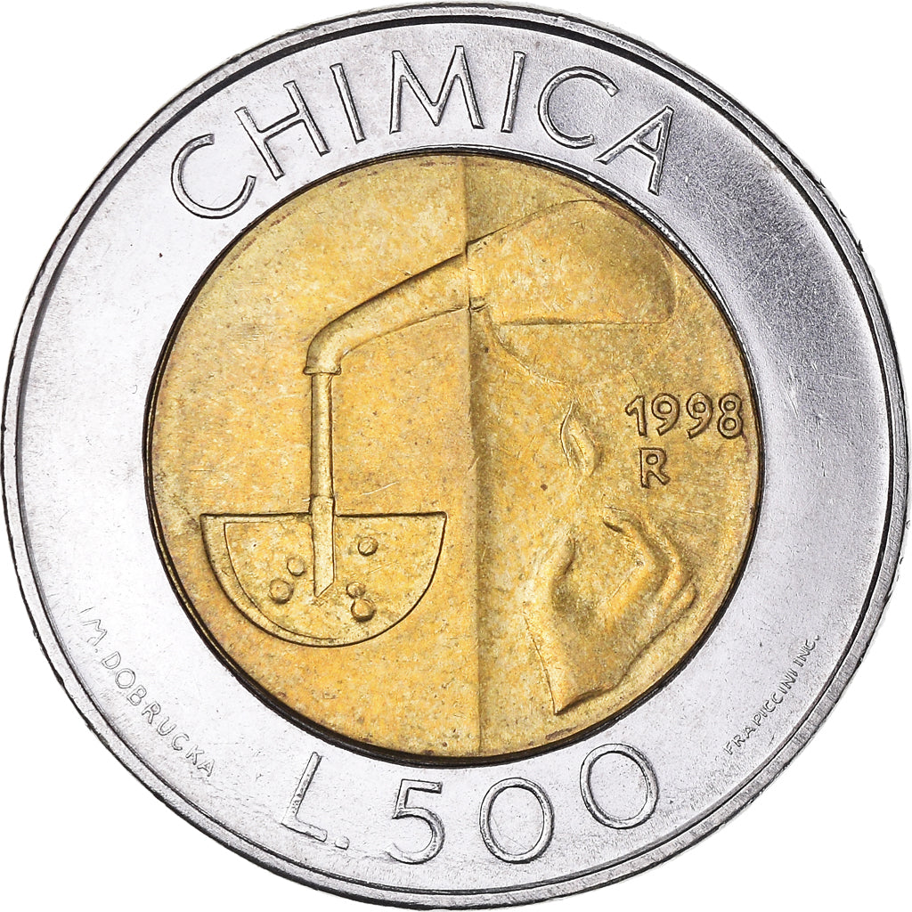 Moneta, San Marino, 500 Lire, 1998, Rome, AU(55-58), Bimetaliczny, KM:383