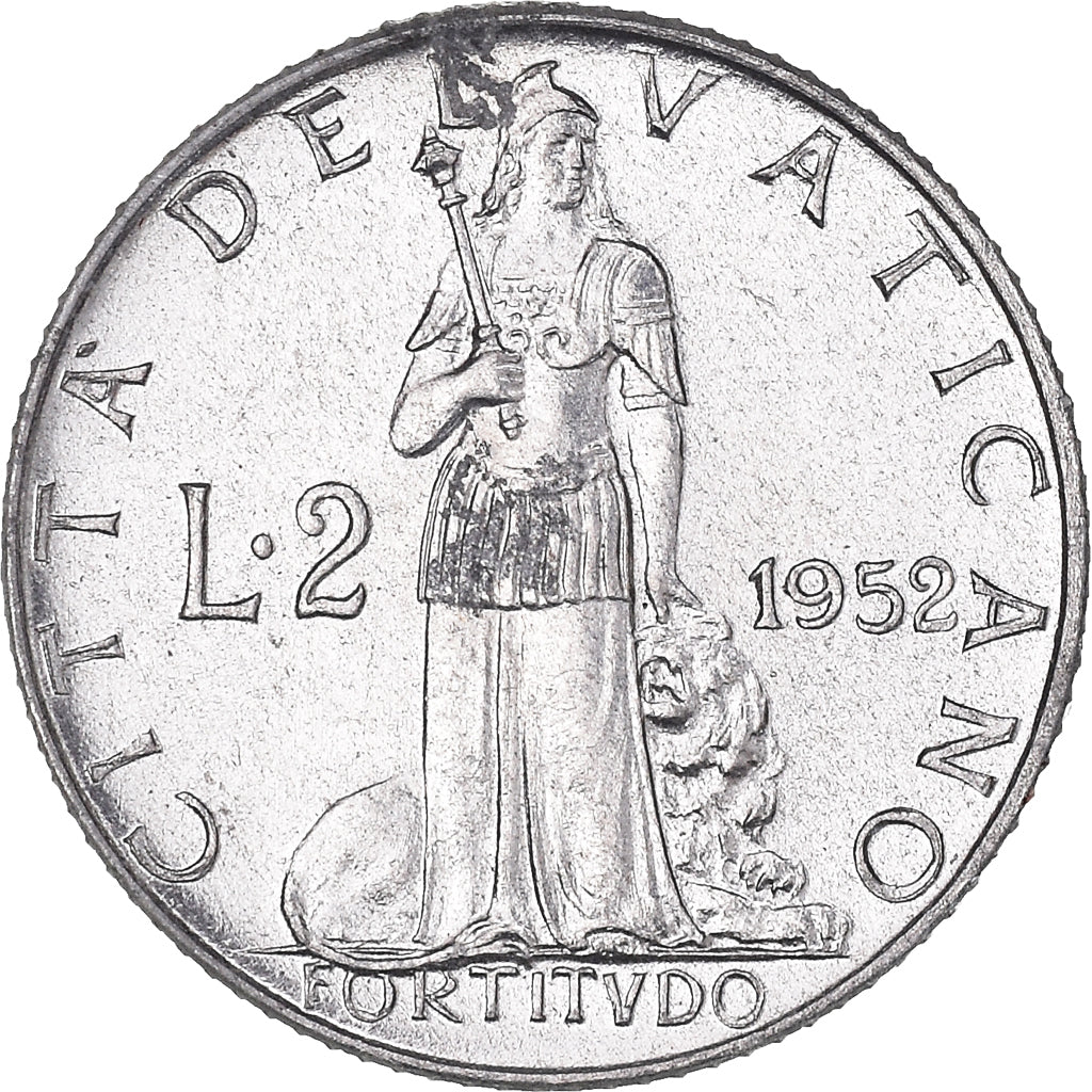 Münze, Vatikanstadt, Pius XII, 2 Lire, 1952, Roma, UNZ, Aluminium, KM:50