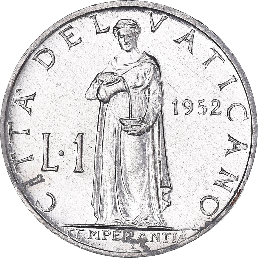 Munten, Vaticaanstad, Pius XII, Lira, 1952, UNC-, Aluminium, KM:49.1