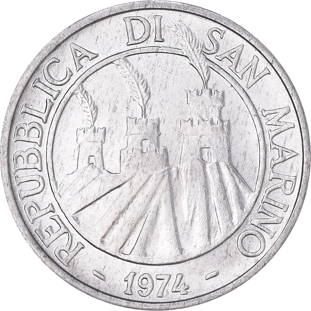 Moneta, San Marino, 5 Lire, 1974, Rome, FDC, FDC, Alluminio, KM:32