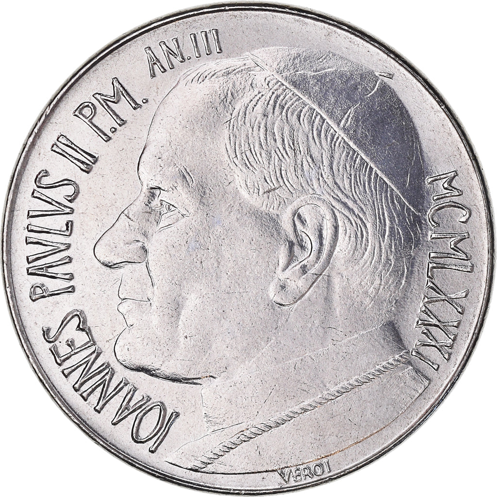 Coin, VATICAN CITY, John Paul II, 100 Lire, 1981, MS(65-70), Stainless Steel
