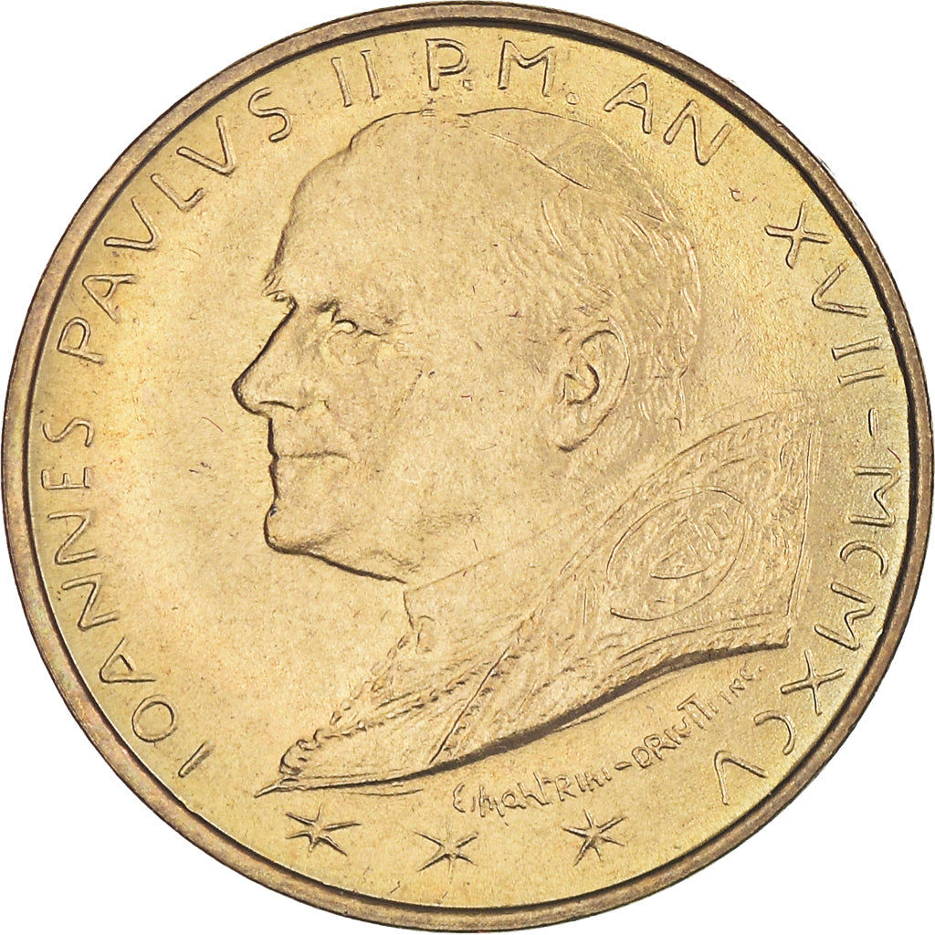 Coin, VATICAN CITY, John Paul II, 20 Lire, 1995, MS(65-70), Aluminum-Bronze