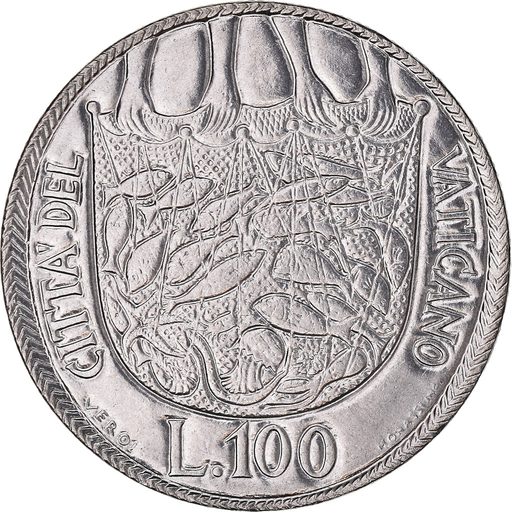 Coin, VATICAN CITY, Paul VI, 100 Lire, 1975, MS(65-70), Stainless Steel, KM:130