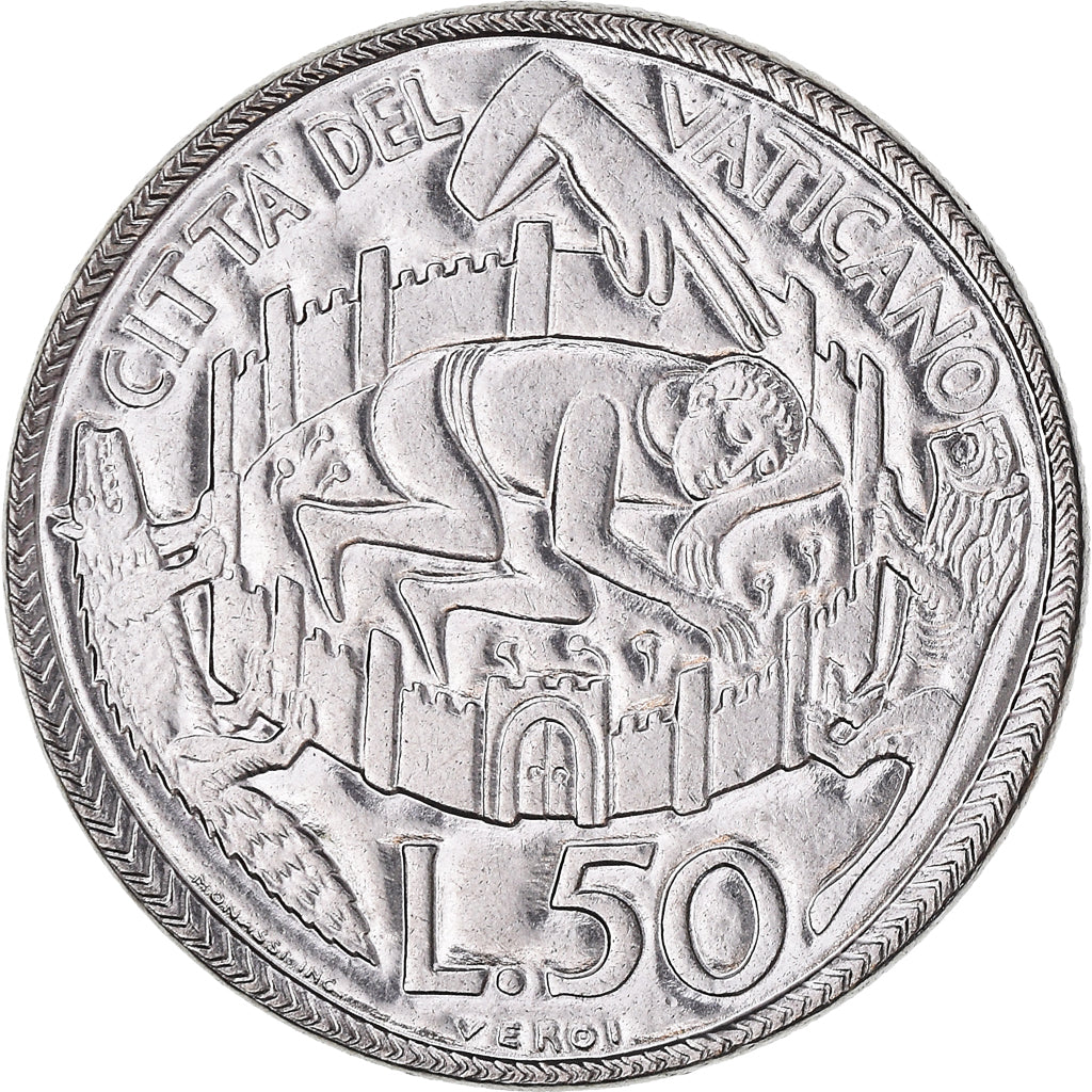 Coin, VATICAN CITY, Paul VI, 50 Lire, 1975, MS(65-70), Stainless Steel, KM:129