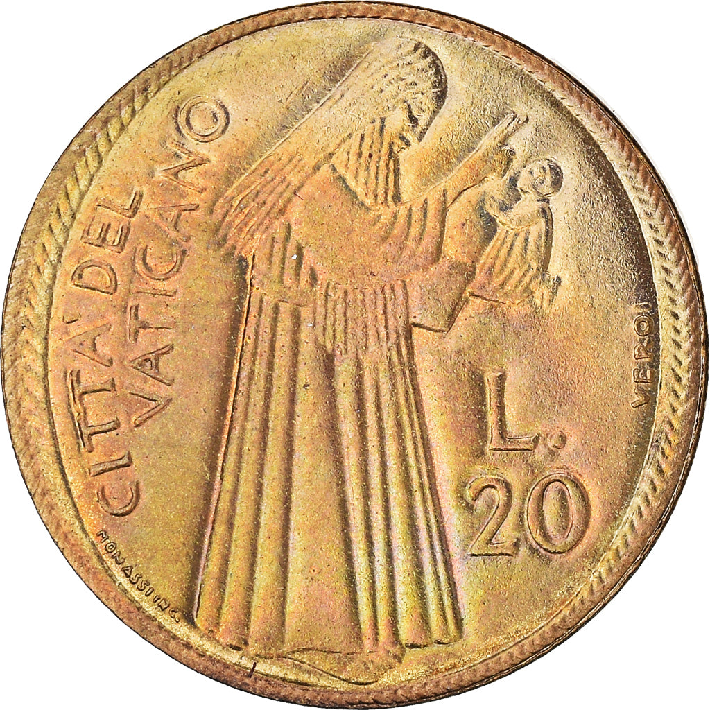 Coin, VATICAN CITY, Paul VI, 20 Lire, 1975, MS(65-70), Aluminum-Bronze, KM:128