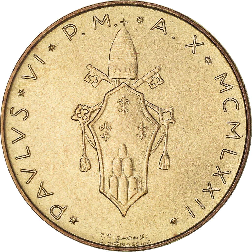 Coin, VATICAN CITY, Paul VI, 20 Lire, 1972, MS(65-70), Aluminum-Bronze, KM:120